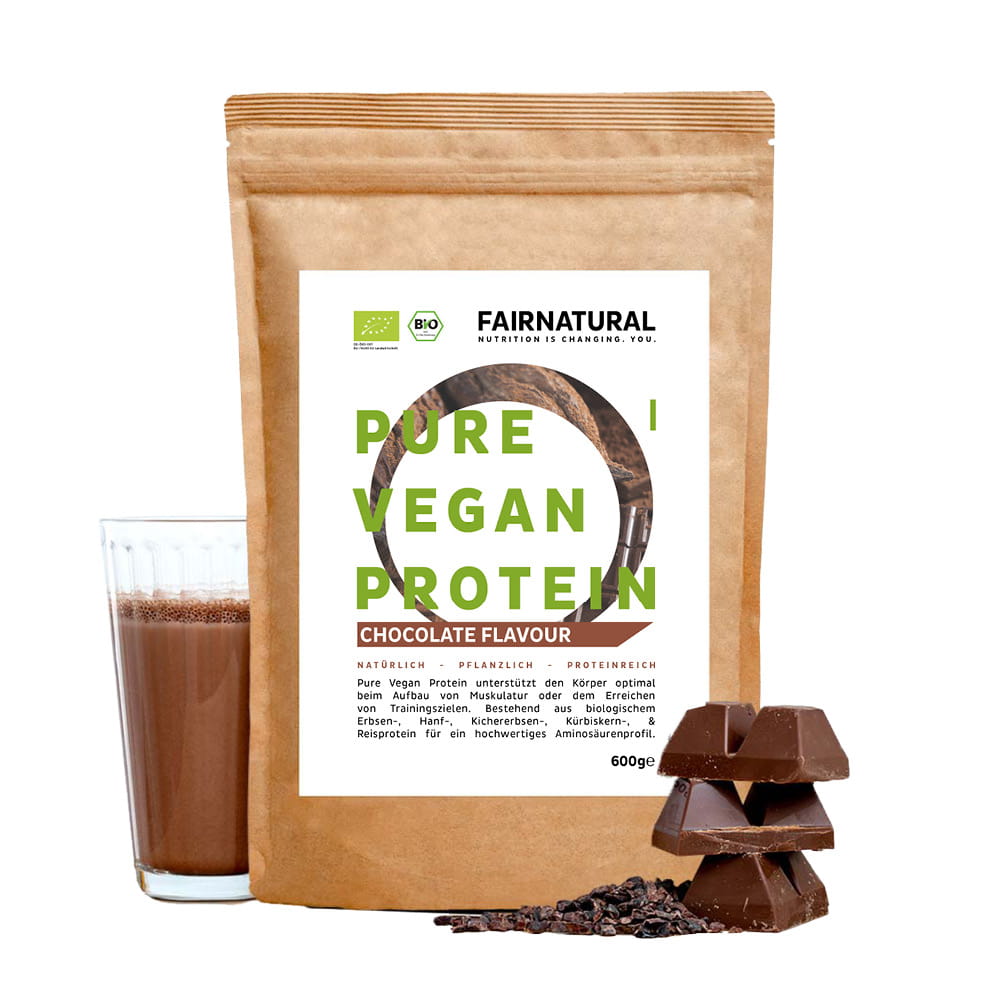 Proteine organiche vegane in polvere al cioccolato senza soia
