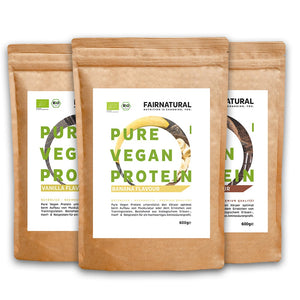 
                  
                    Lade das Bild in den Galerie-Viewer, Bio Veganes Proteinpulver 3er Bundle (Vanille, Schoko, Banane)
                  
                